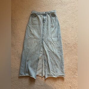 Mustard seed denim jean skirt with slit